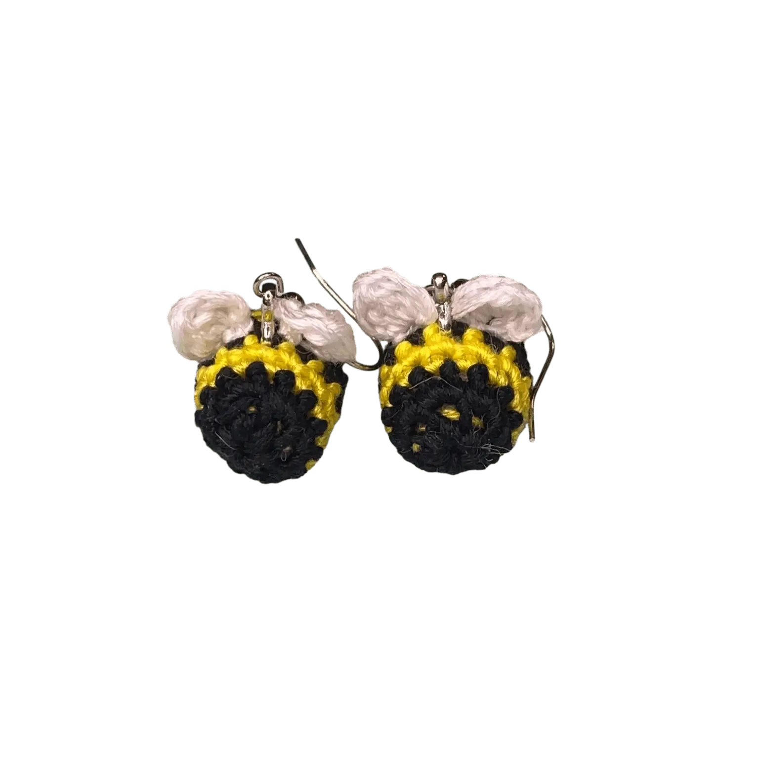 Crochet Bee Earrings - Handmade Hypoallergenic Cotton Earrings Whimsical Accessories by Klassy Krafts, handmade jewelry main product photo