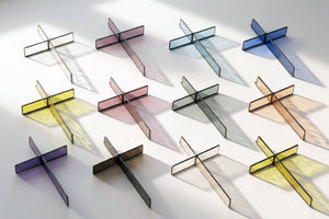 Size comparison for Pale Aqua Cross Suncatcher handmade in North Carolina