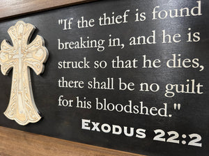 Decorative Gun Cabinet Wall-Mounted & Secure with a Cross and Exodus 22:2 - Gun safe To Securely Store Your Gun & Home Self Defense Gear by Bellewood Designs, Southern home decor