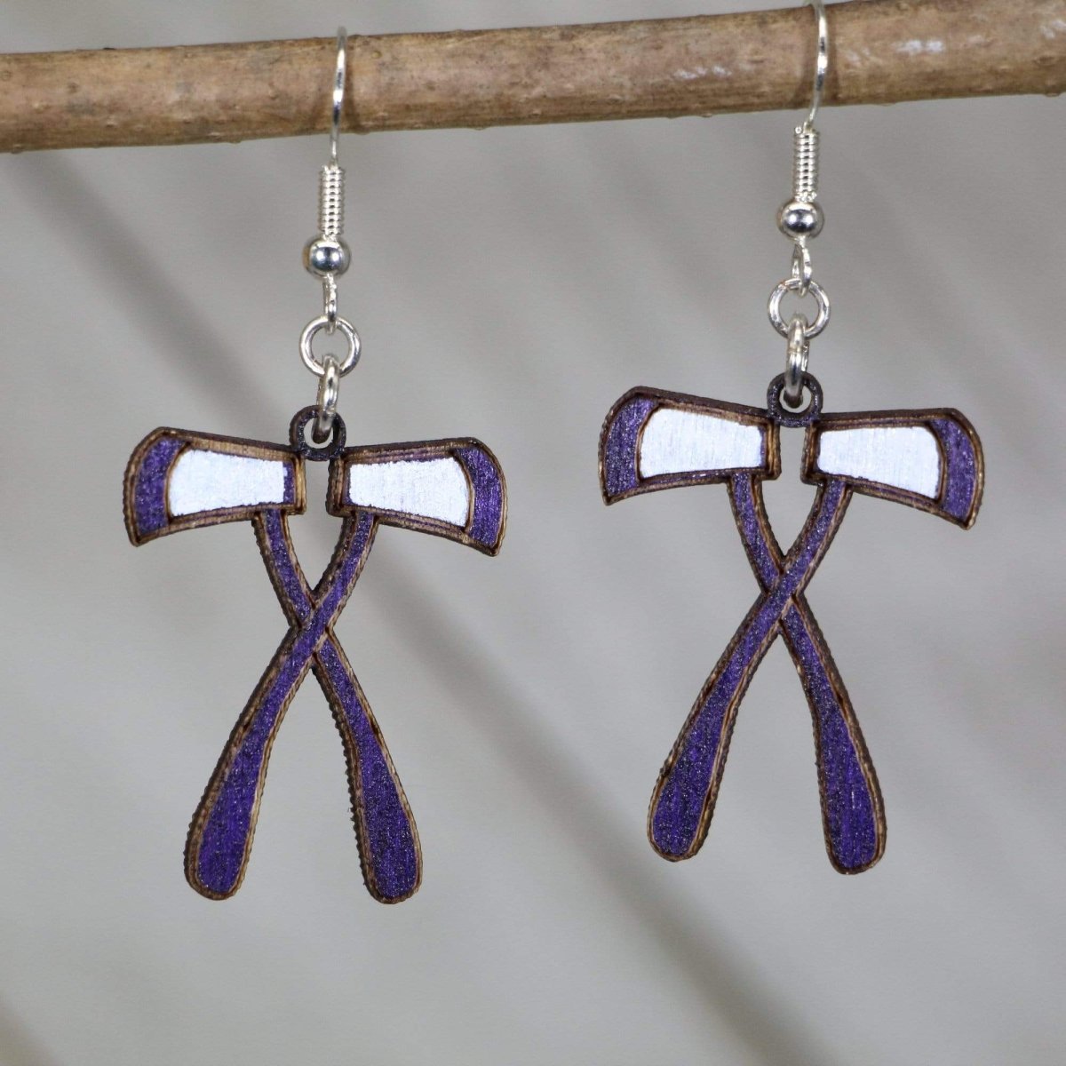 Crossed Axes Wooden Earrings | Viking Norse Weapon Jewelry by Cate's Concepts, LLC