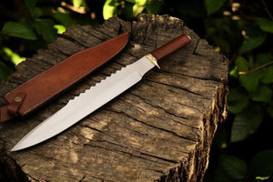 Custom Handmade Bowie Knife - 18" D2 Steel Blade, Rosewood Handle by Damascus Knife Store, Damascus knife detail photo 2