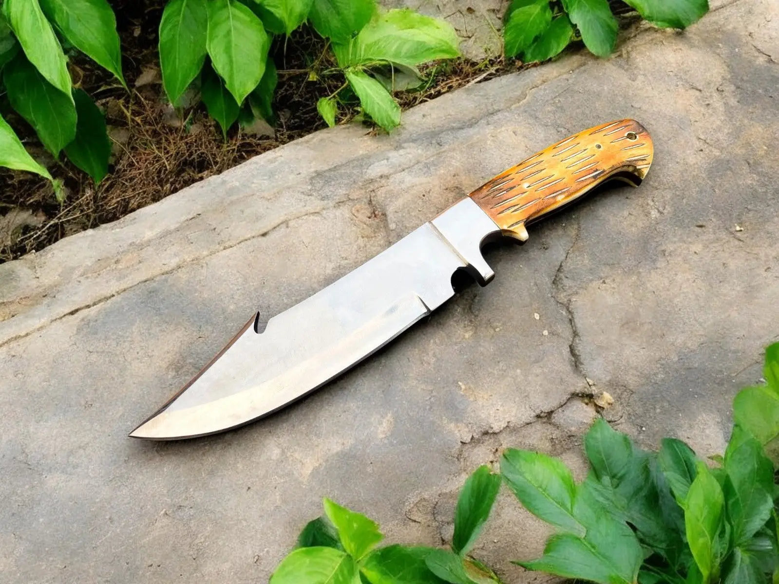 Custom Handmade Bowie Knife - D2 Steel Blade, Bone Handle, 13" Overall by Damascus Knife Store, Damascus knife detail photo 4