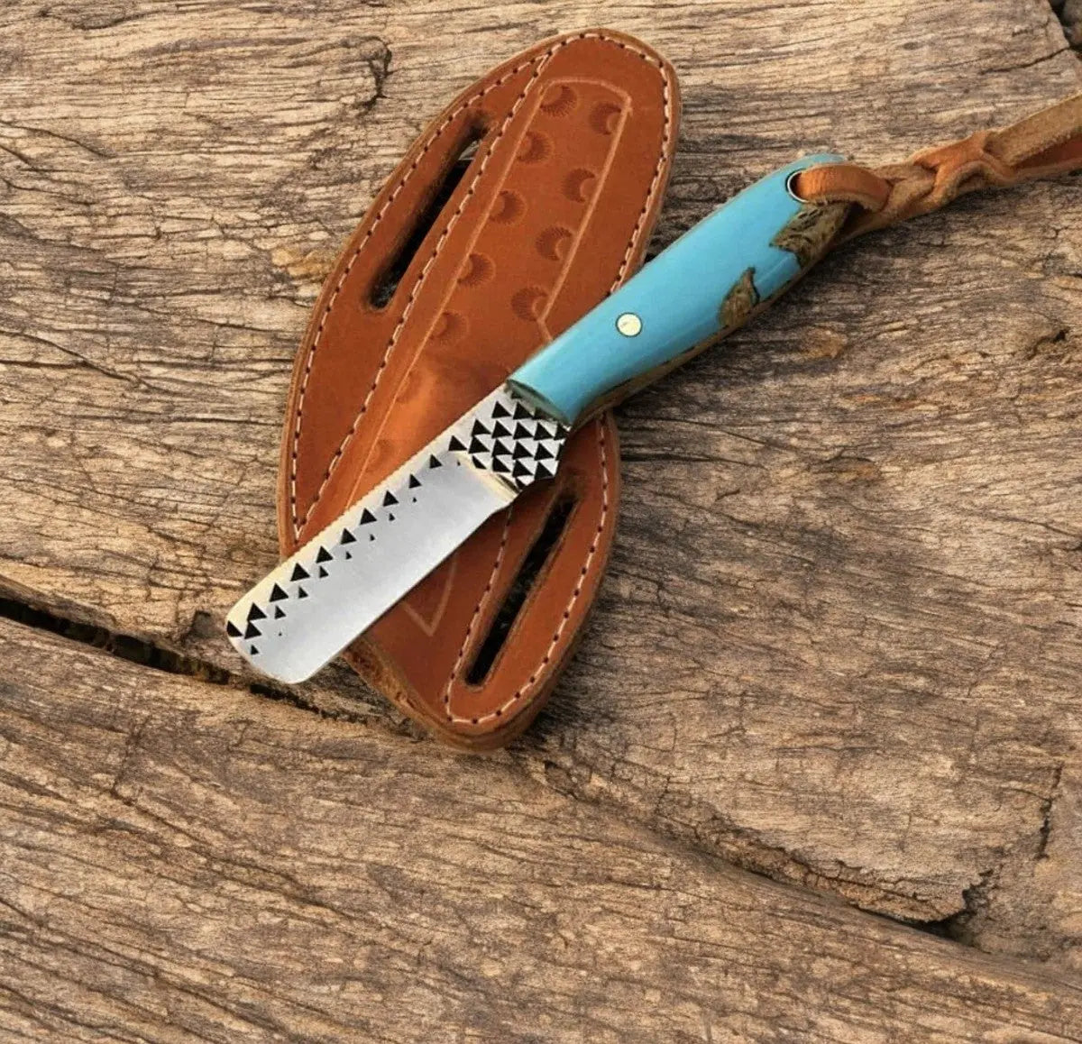 Custom Handmade Bull Cutter Knife | Rasp Tool Steel Blade by Damascus Knife Store, Damascus knife main product photo