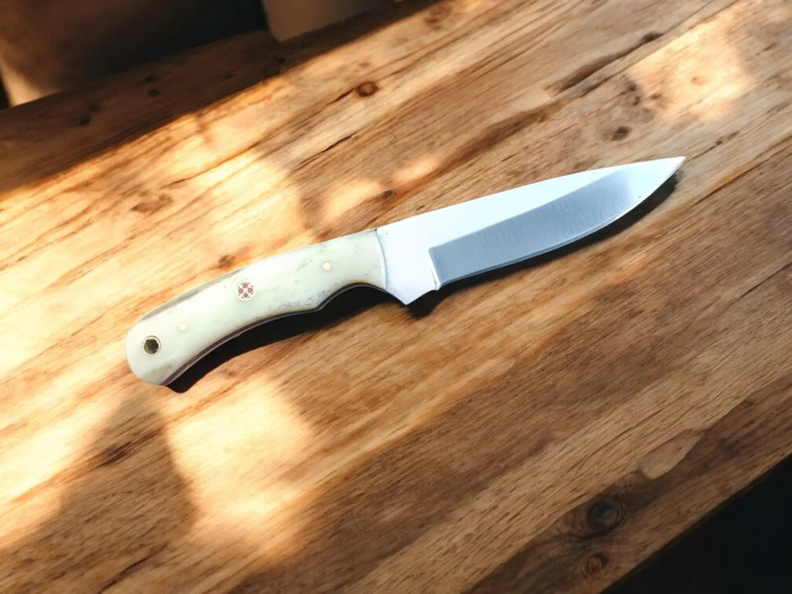 Custom Handmade Cowboy Knife with Bone Handle – 8.25" by Damascus Knife Store, Damascus knife main product photo