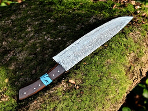 Custom Handmade Damascus Hunting Knife – 13" with Rosewood Handle by Damascus Knife Store, Damascus knife detail photo 4