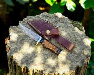 Custom Handmade Damascus Hunting Knife with Epoxy Handle by Damascus Knife Store, Damascus knife main product photo