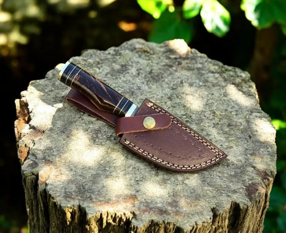 Custom Handmade Damascus Hunting Knife with Epoxy Handle by Damascus Knife Store, Damascus knife detail photo 2