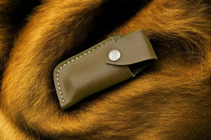 Custom Handmade Damascus Pocket Knife – Bone & Wood Handle by Damascus Knife Store, Damascus knife detail photo 3