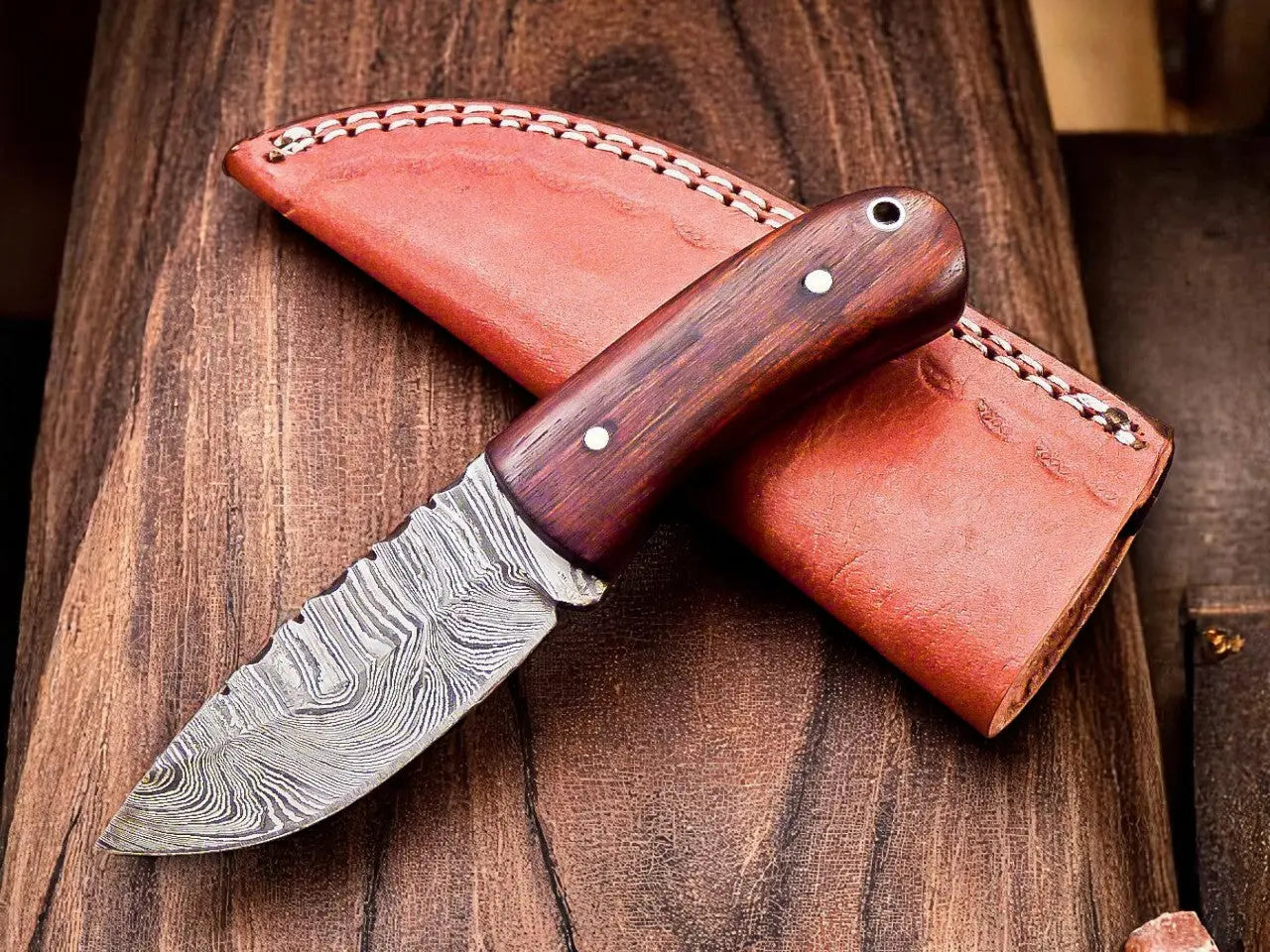 Custom Handmade Damascus Skinning Knife – 6.25" by Damascus Knife Store, Damascus knife main product photo