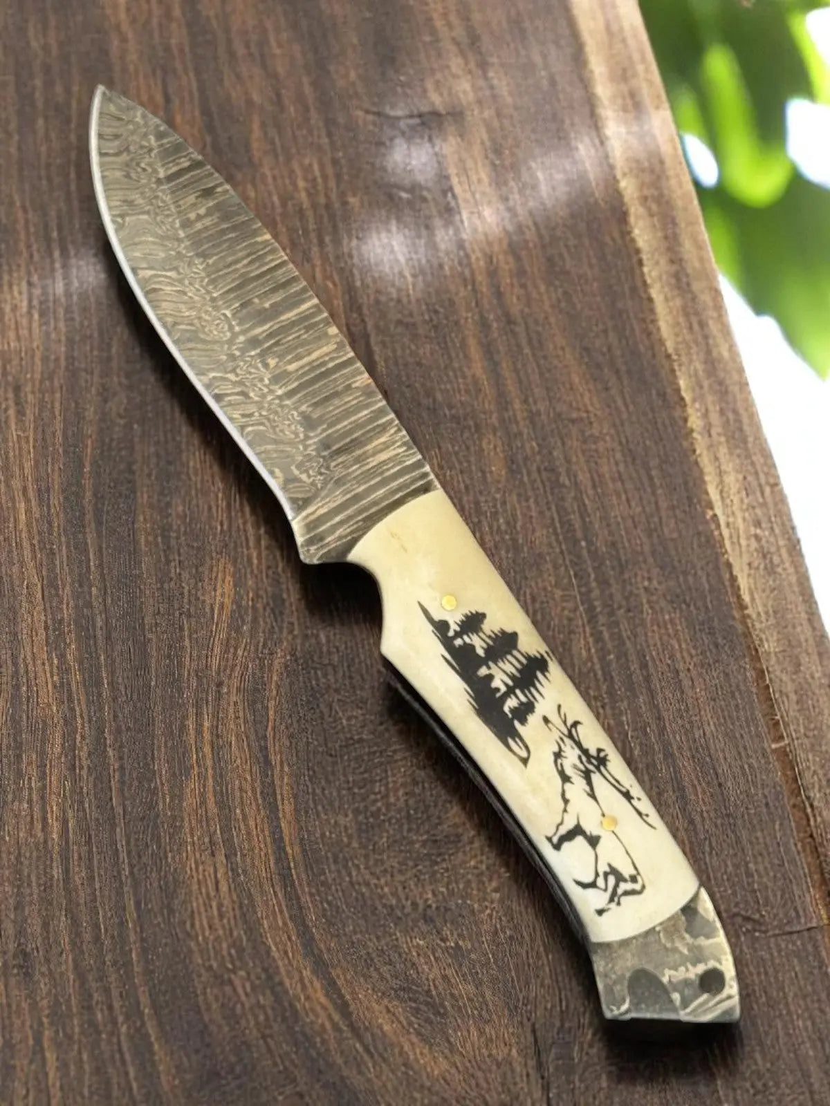Custom Handmade Damascus Steel Hunting Knife 8" by Damascus Knife Store, Damascus knife main product photo