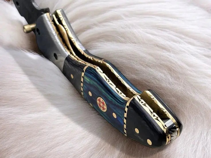 Custom Handmade Damascus Steel Pocket Knife - 3" Blade by Damascus Knife Store, Damascus knife detail photo 2