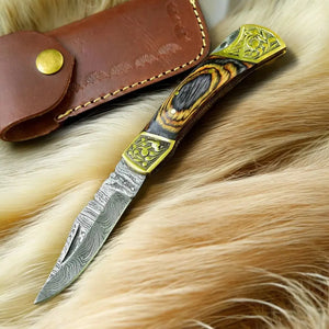 Custom Handmade Damascus Steel Pocket Knife - 3" by Damascus Knife Store, Damascus knife main product photo