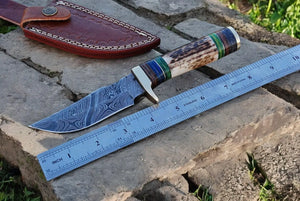 Custom Handmade Hunting Knife – Damascus Steel Blade by Damascus Knife Store, Damascus knife detail photo 4