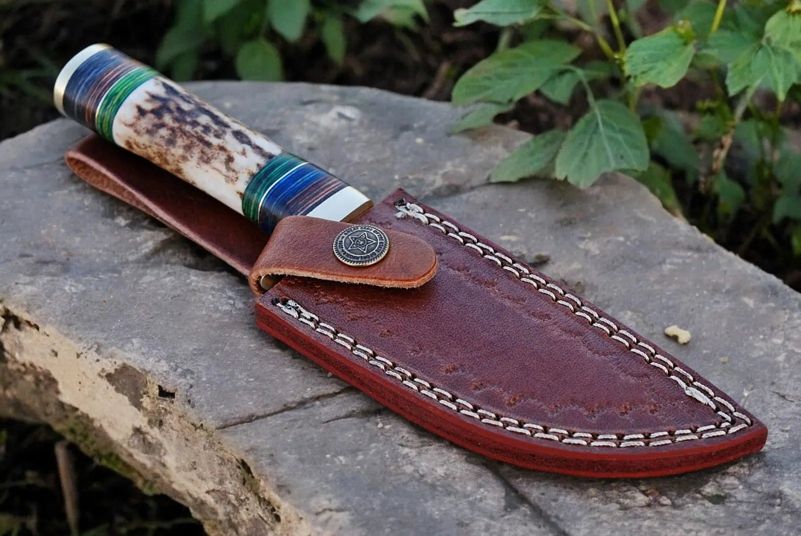 Custom Handmade Hunting Knife – Damascus Steel Blade by Damascus Knife Store, Damascus knife detail photo 5