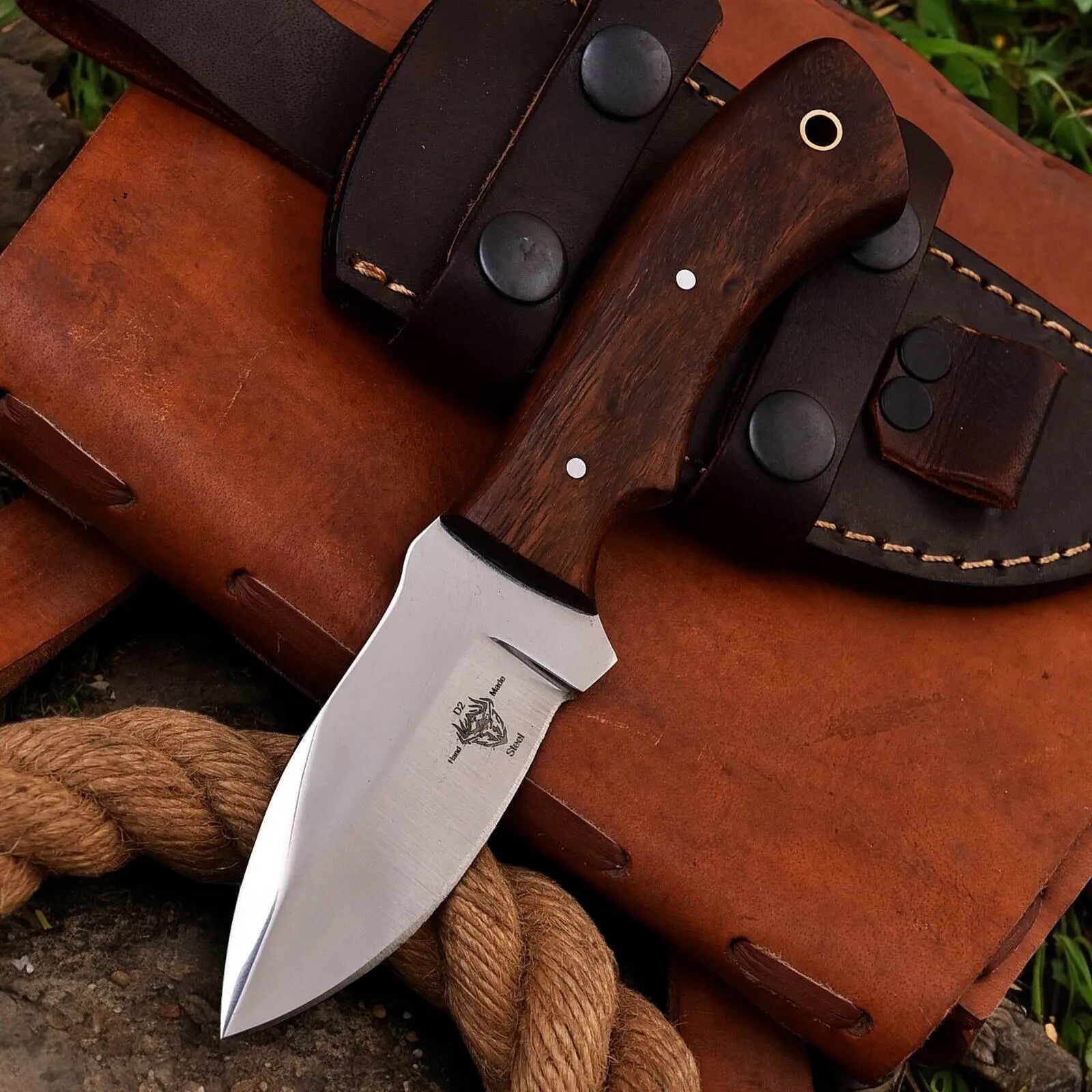Custom Handmade Hunting Knife – High-Carbon Steel Blade by Damascus Knife Store, Damascus knife detail photo 6
