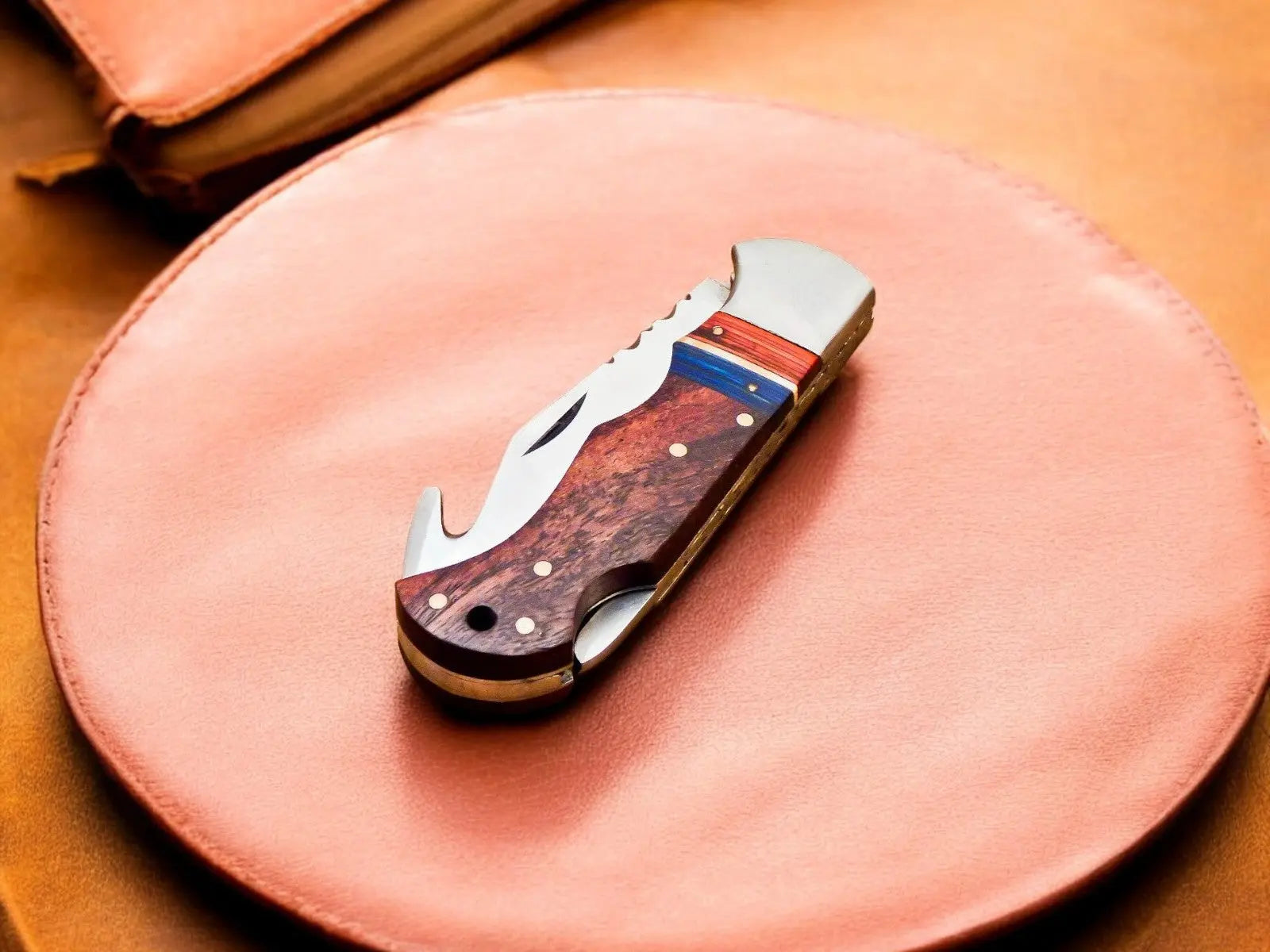Custom Handmade Stainless Steel Pocket Knife – 3" by Damascus Knife Store, Damascus knife detail photo 2