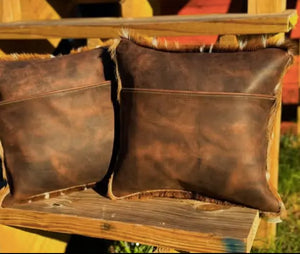 Custom Hide Pillows by Kw Leatherworks, Southern home decor detail photo 2