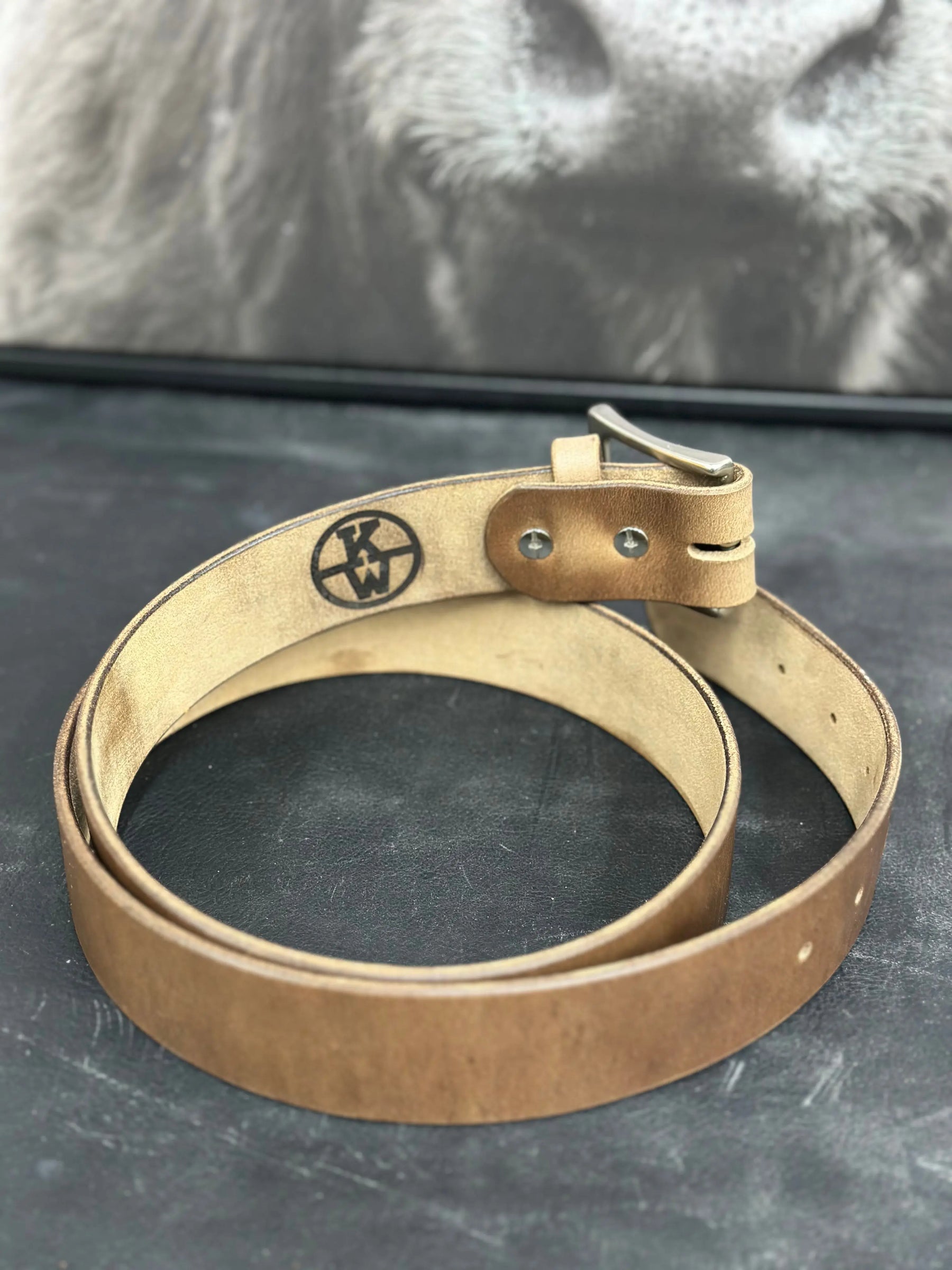 Custom Leather Belt by Kw Leatherworks, handmade leather goods detail photo 8