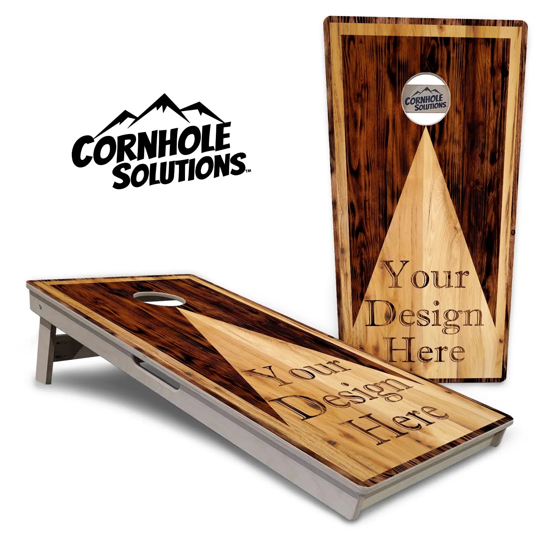 Custom Wooden Triangle Cornhole Boards - Professional Tournament Series by Cornhole Solutions, custom cornhole board main product photo