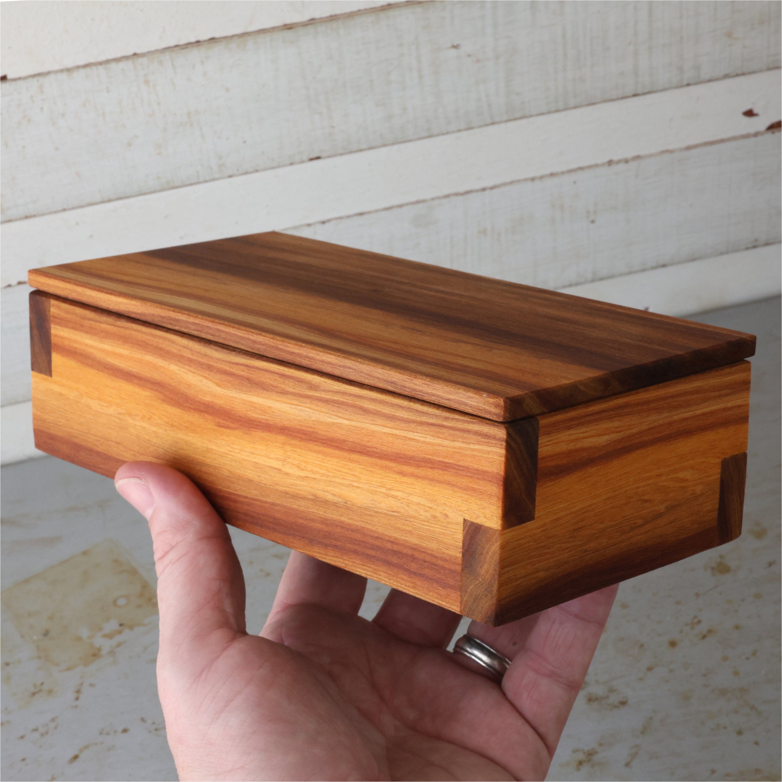 Handmade custom solid hardwood keepsake box by Dennehey Design Co. detail view 2
