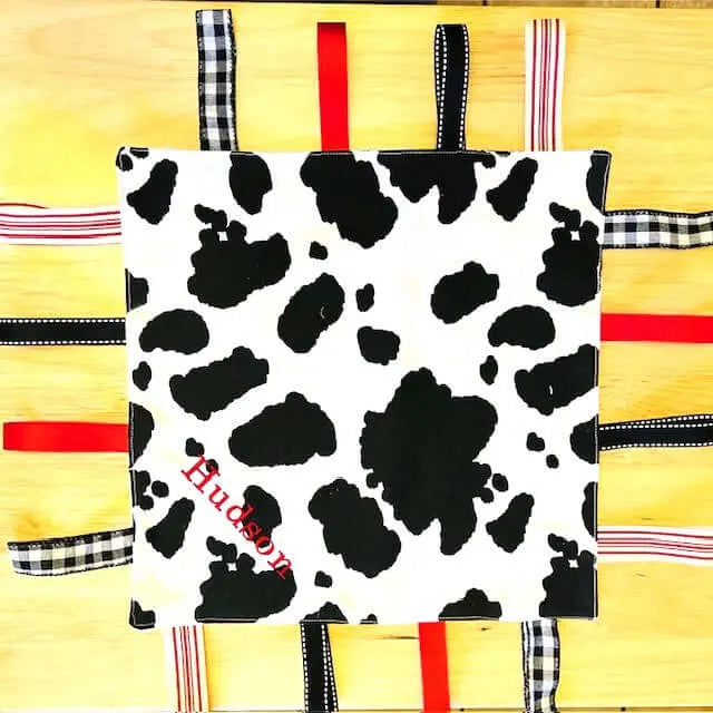 Customizable Taggy Blanket by East Mississippi Creations, children's boutique clothing detail photo 3