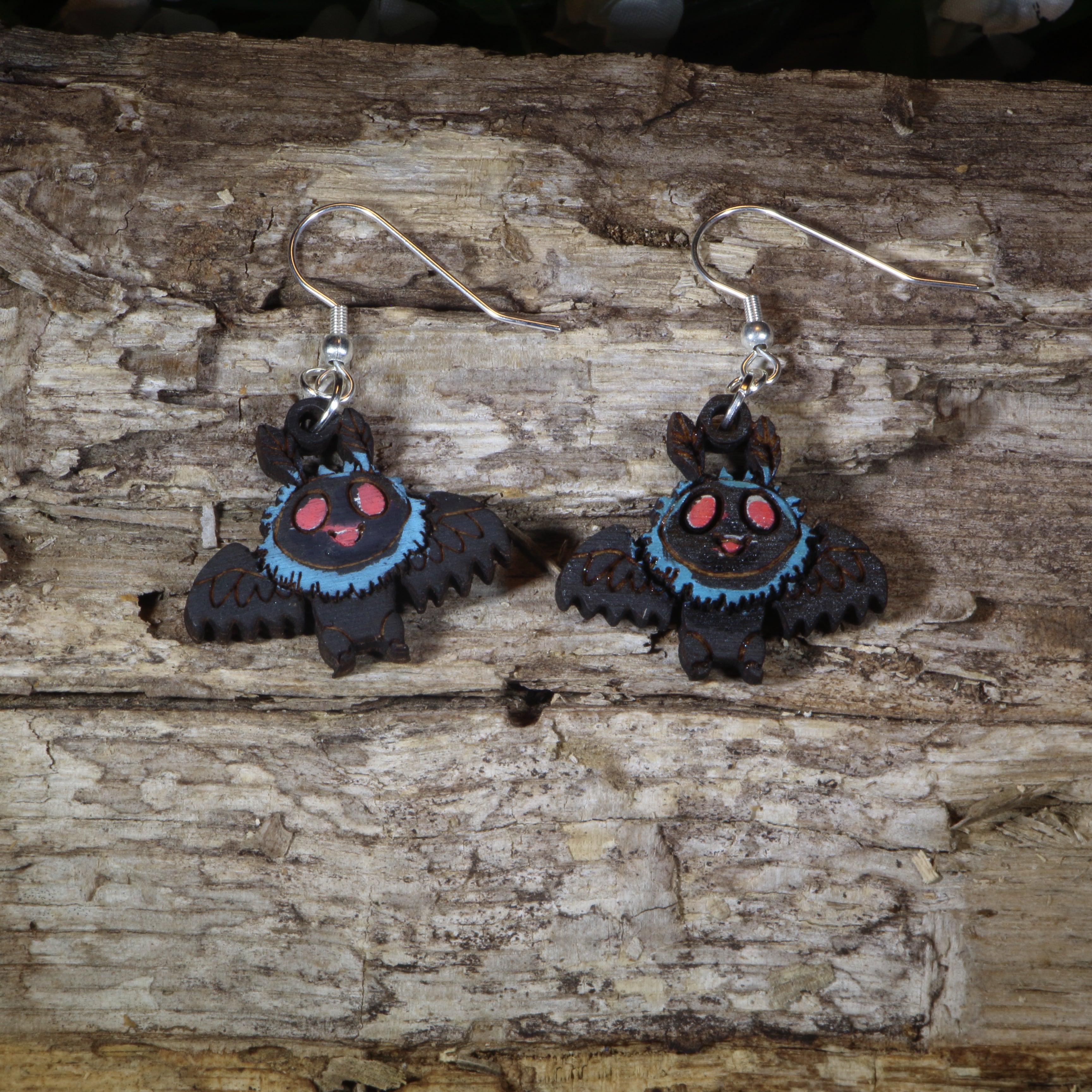 Cute Mothman Wooden Dangle Earrings | Cryptid Mythology Jewelry by Cate's Concepts, LLC