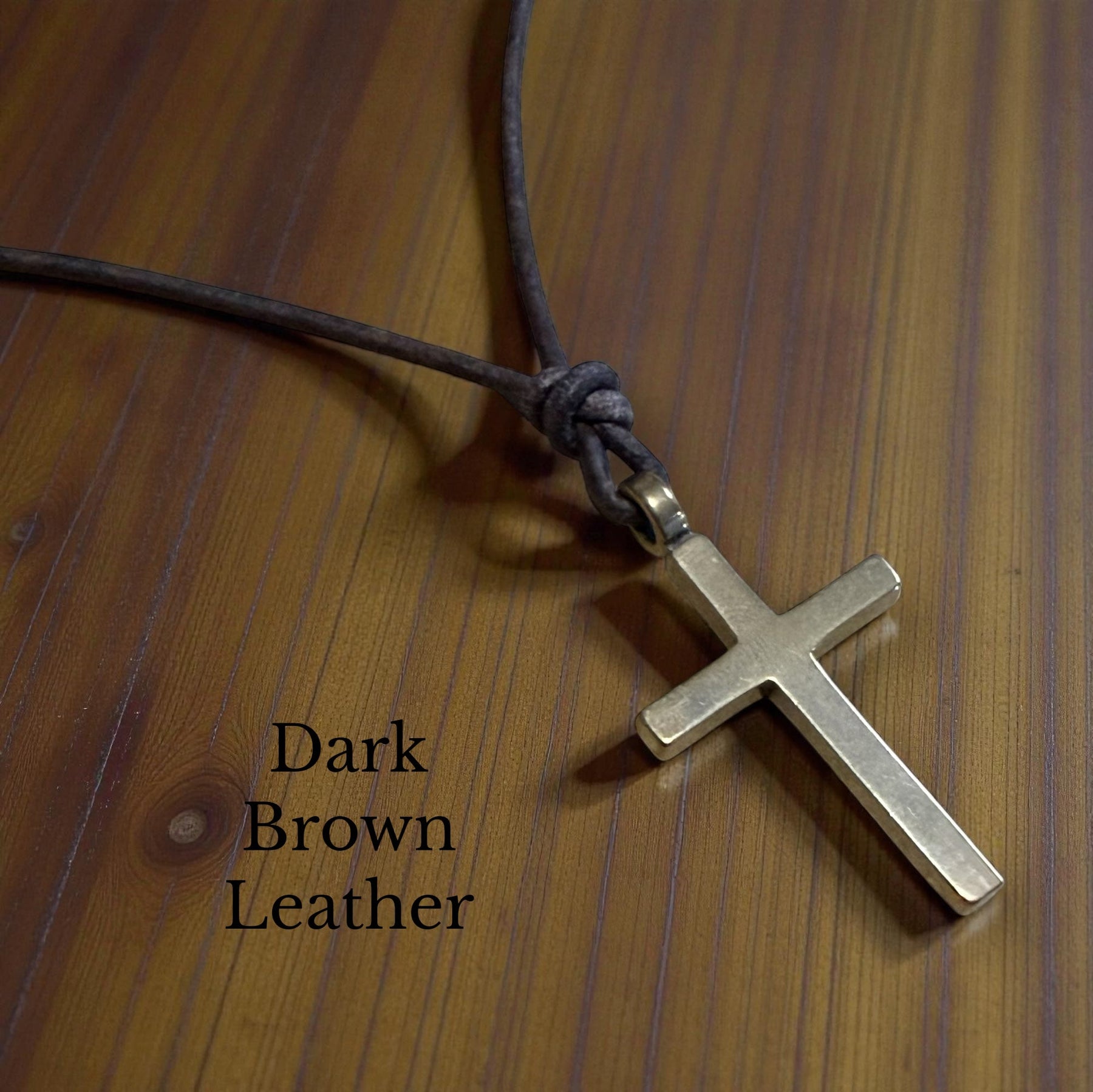 FAITH Classic Cross Necklace - Bronze on Leather Cord by Forged By Fire — view 8 of 10