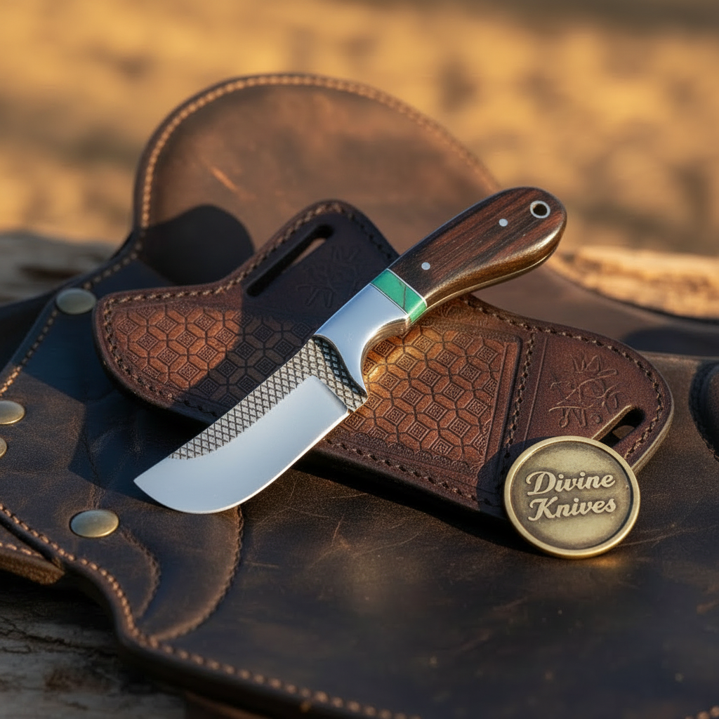 Rosewood Turquoise Bull Cutter Knife by Divine Knives