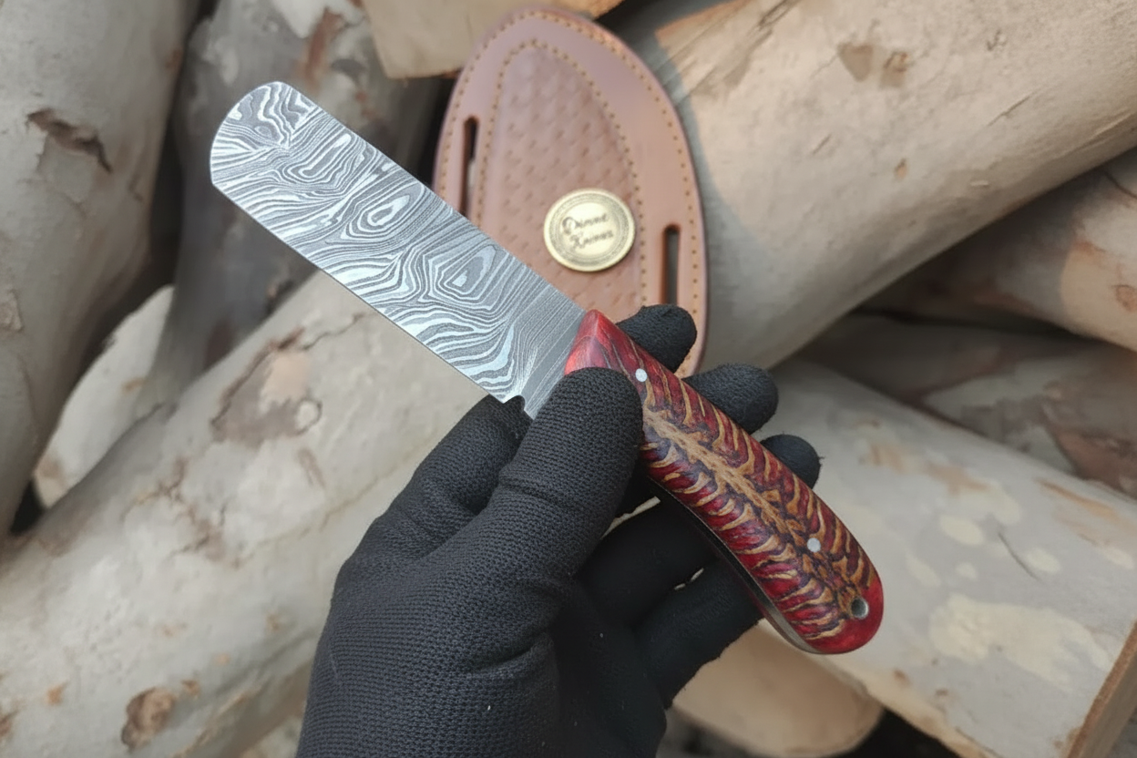 Red Pine Cone Bull Cutter Knife for Ranch Work and Collecting