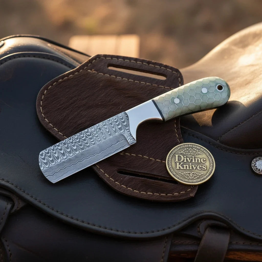 Honeycomb Handle Bull Cutter Knife for Ranch Work and Collecting