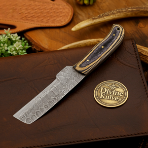 Dual-Tone Pakkawood Bone Bull Cutter with Stacked Handle Design detail view by Divine Knives