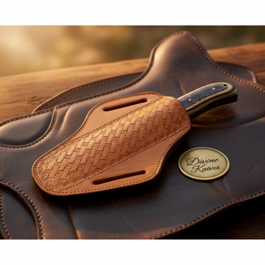 Dual-Tone Pakkawood Bone Bull Cutter with Stacked Handle Design detail view by Divine Knives