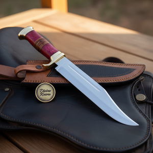 D2 Steel Razor Sharp Bowie with Red Handle by Divine Knives