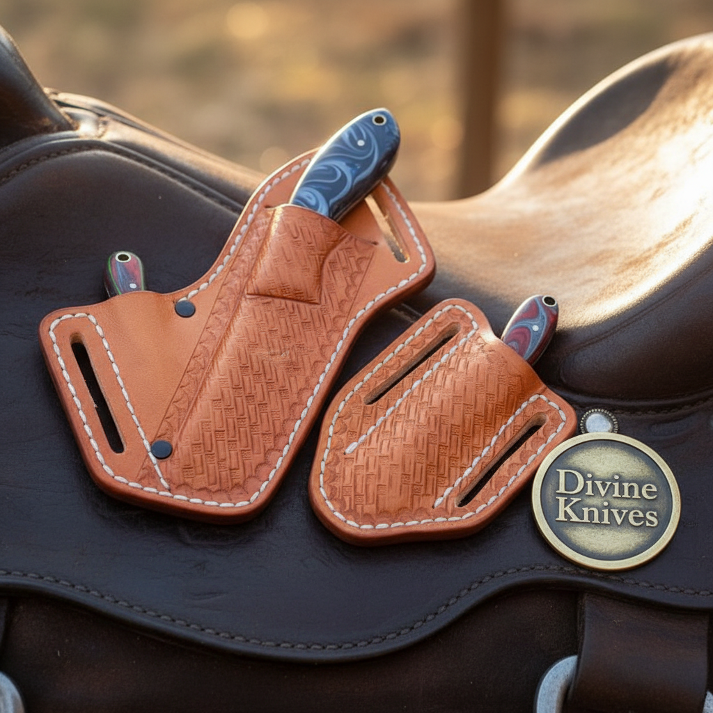 Finger Hole Bull Cutter & Mini Bull Cutter Set by Divine Knives, product view 2