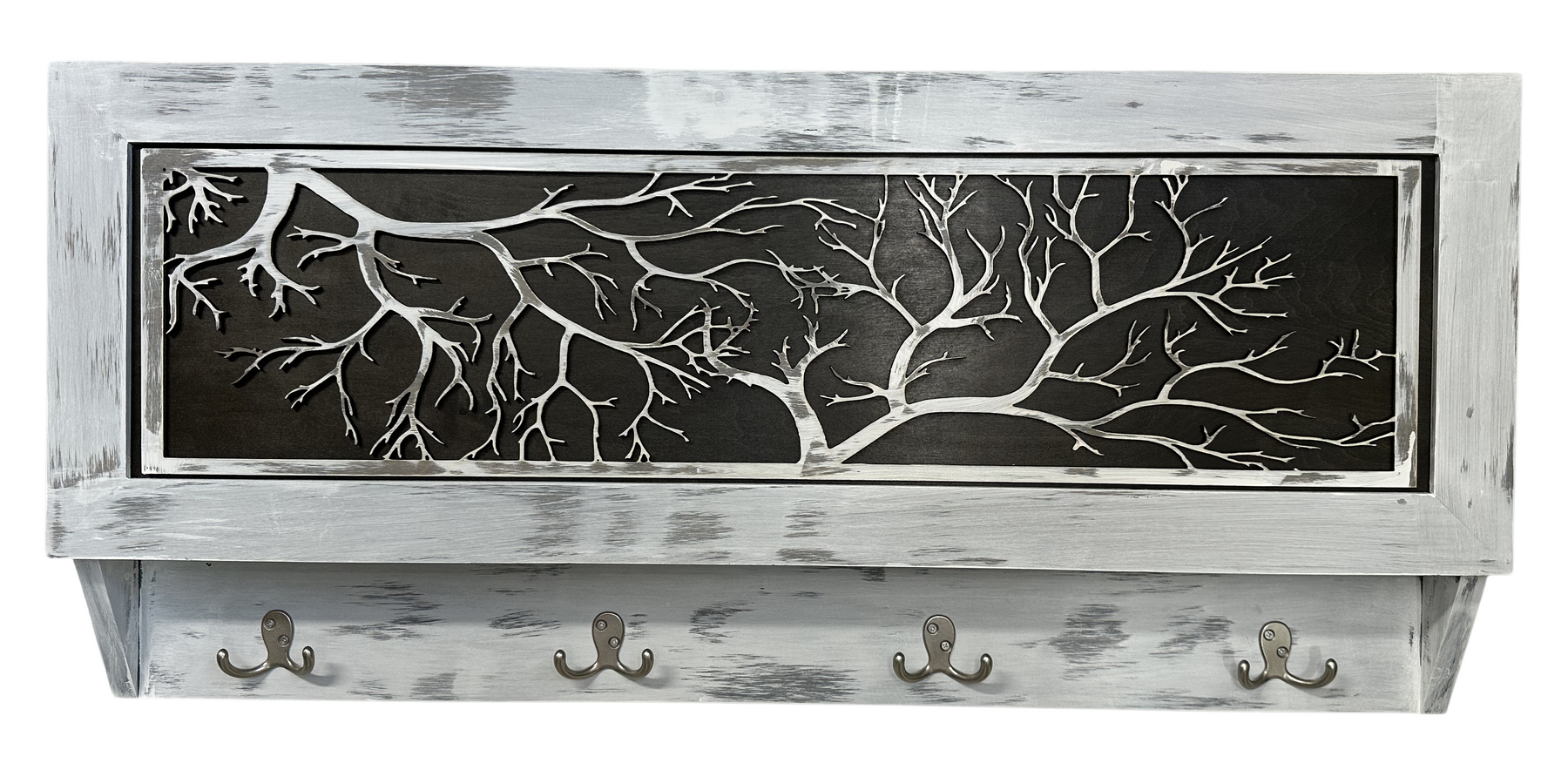 Winter Family Tree Gun Concealment Decor - Handcrafted Wooden Gun Cabinets - Gun Shelf Hidden Storage for Rifles, Shotguns, & Handguns - Quick Access by Bellewood Designs