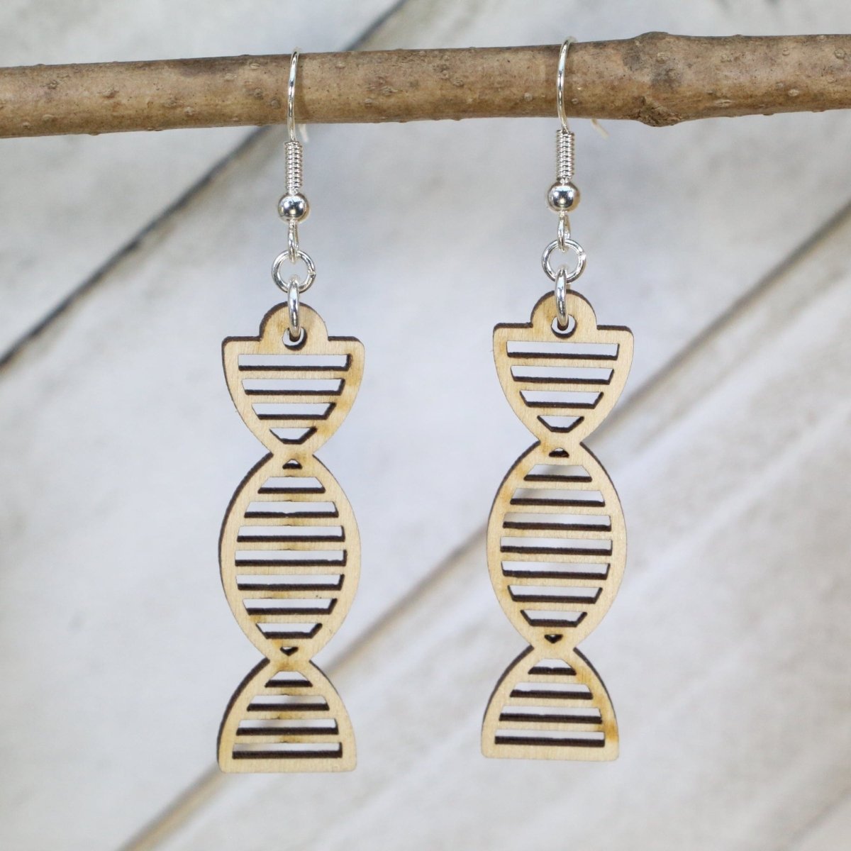DNA Double Helix Wooden Dangle Earrings | Science Jewelry by Cate's Concepts, LLC