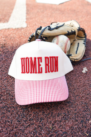 Homerun - Red Striped Trucker Hat by KenzKustomz, Southern lifestyle apparel detail photo 3