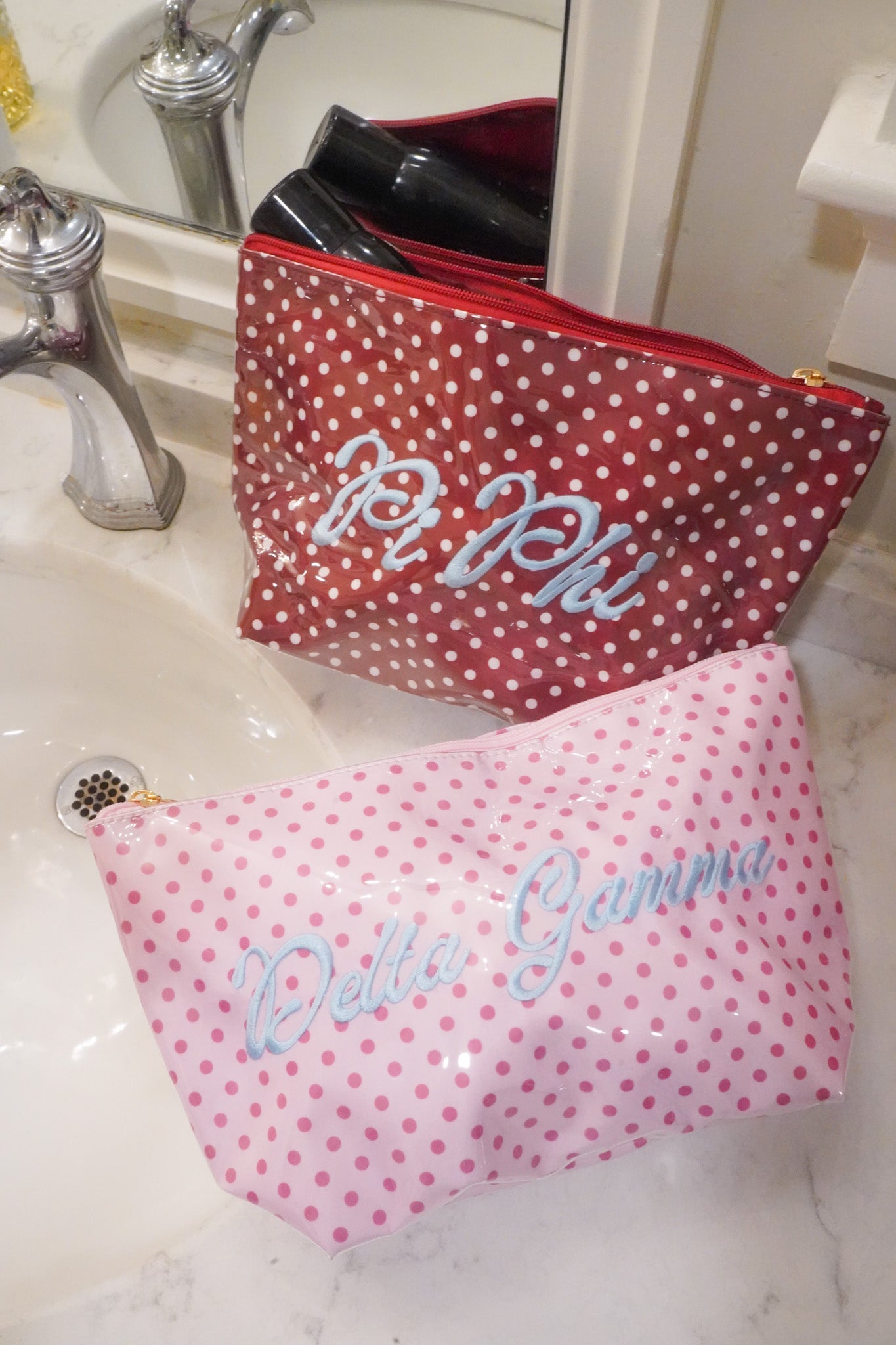 Sorority Greek Clear Coat Toiletry Bag by KenzKustomz product view 15