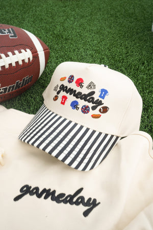 Gameday Icon Black Stripe Trucker Hat by KenzKustomz — product view 2