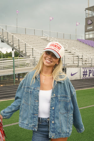 Play Something Country - Navy Pinstripe Trucker Hat by KenzKustomz — product view 9