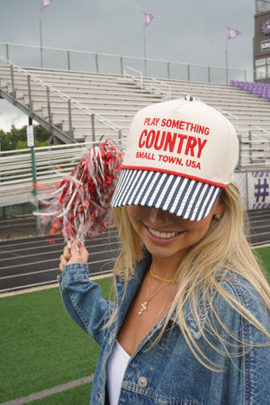 Play Something Country - Navy Pinstripe Trucker Hat by KenzKustomz — product view 6
