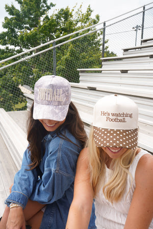 He's Watching Football - Brown Polka Dot Hat by KenzKustomz — product view 10