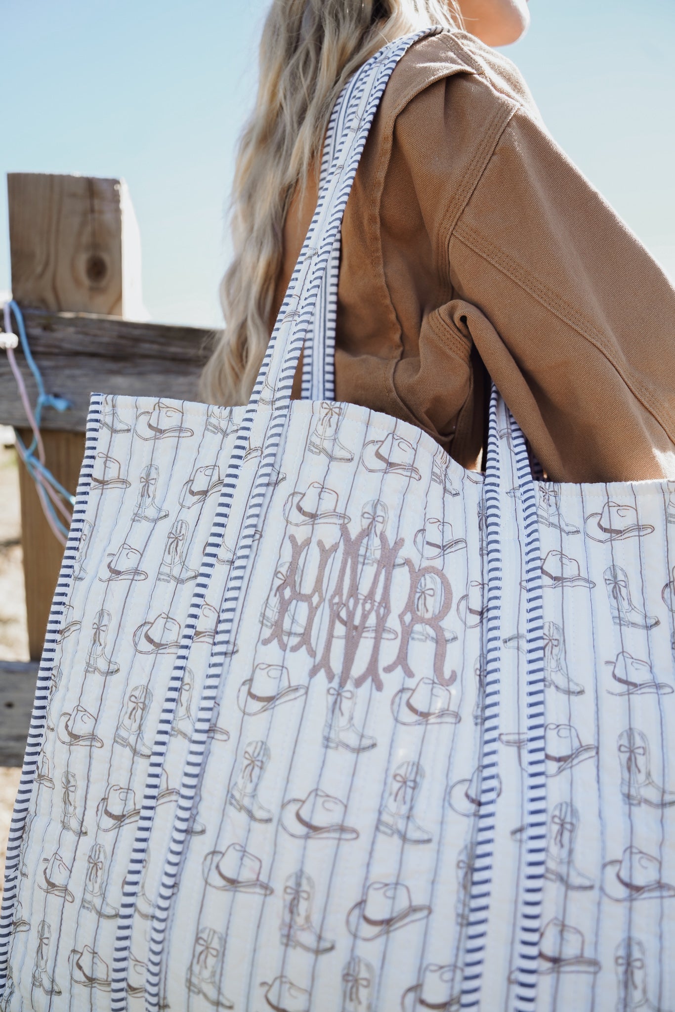 Western Blues Quilted Tote Bag | Customizable by KenzKustomz