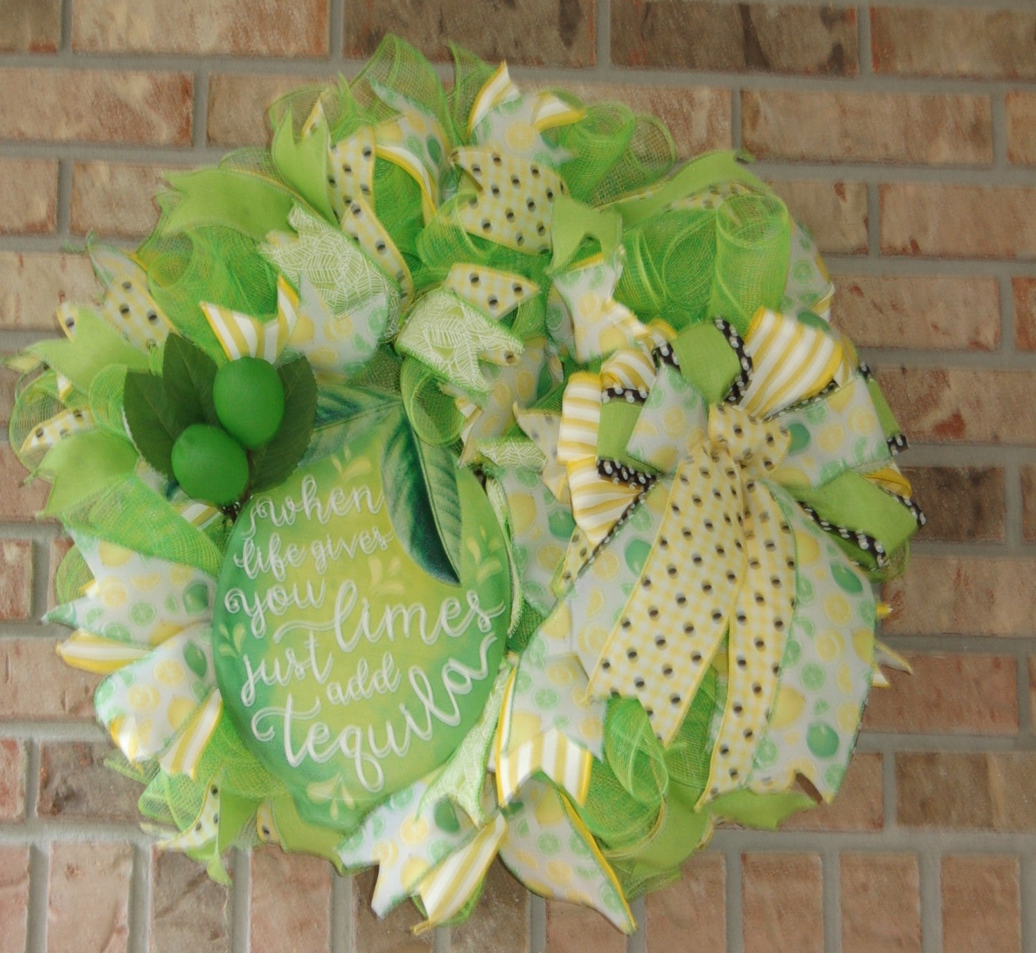 When Life Gives You Limes Just Add Tequila Wreath | Summer Margarita Door Wreath | Lime Front Door Decor | Fiesta Farmhouse