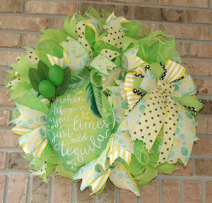 When Life Gives You Limes Just Add Tequila Wreath | Summer Margarita Door Wreath | Lime Front Door Decor | Fiesta Farmhouse