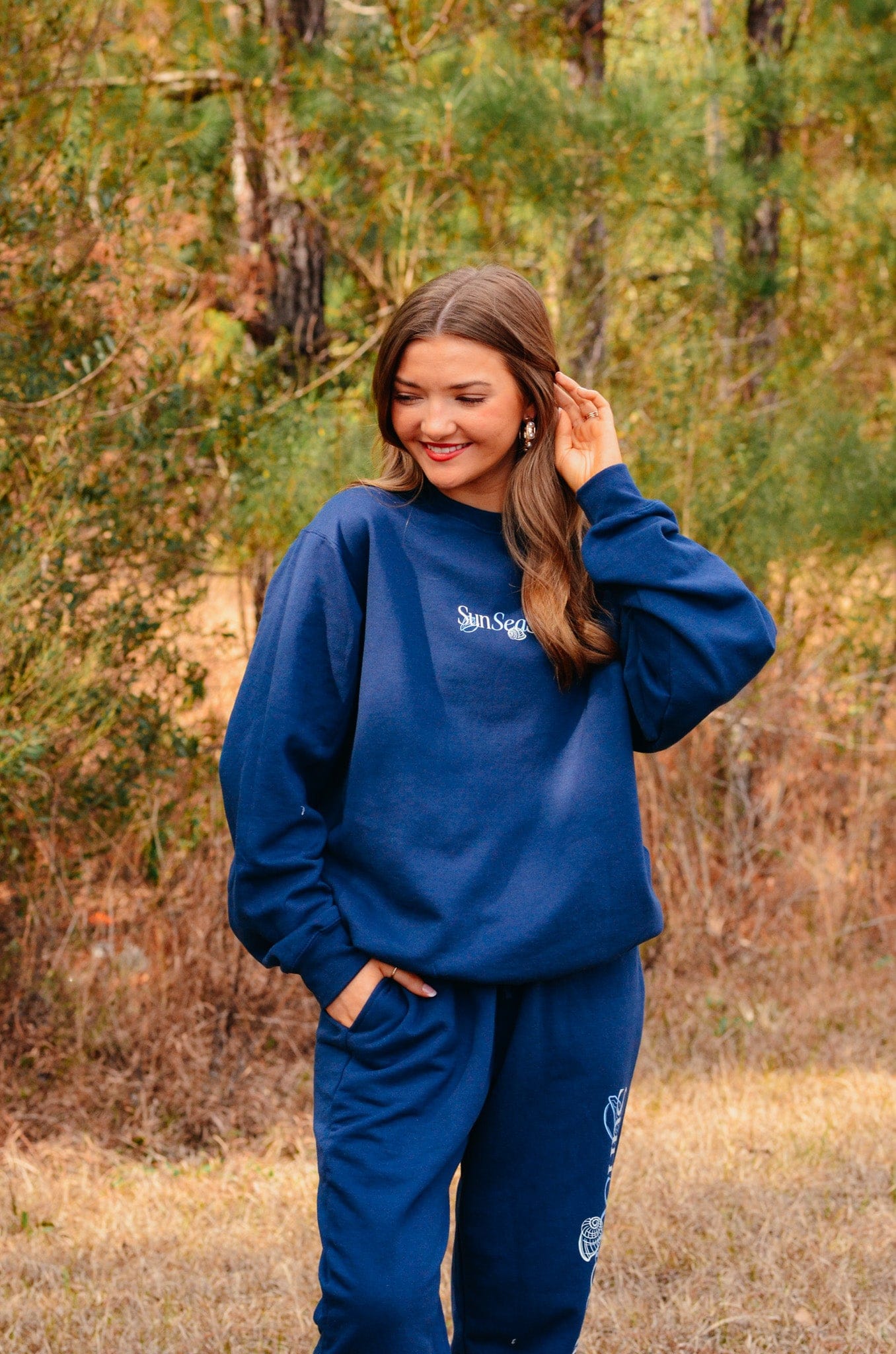 Sun Sea Sand Navy Sweatshirt by Southern Bliss Company, Southern lifestyle apparel detail photo 2