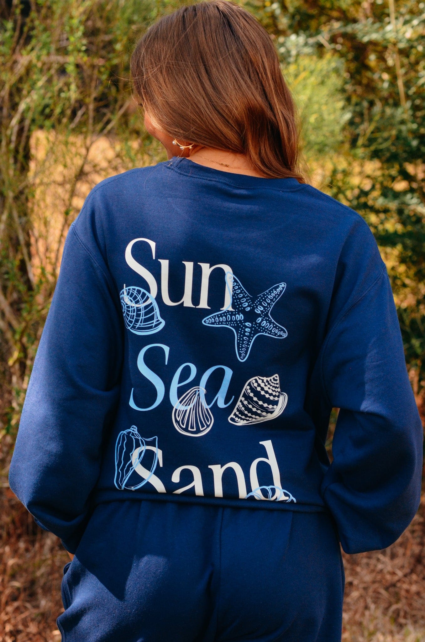 Sun Sea Sand Navy Sweatshirt by Southern Bliss Company, Southern lifestyle apparel detail photo 4