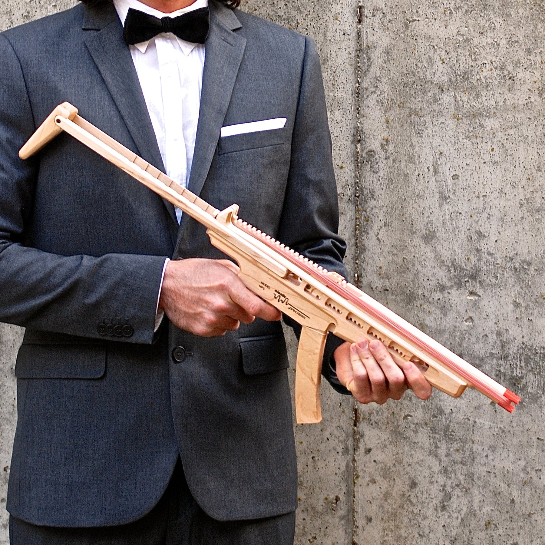 Model MP5 Rubber Band Machine Gun with Sliding Stock by Elastic Precision, Southern food gift detail photo 3