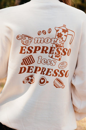 Less Depresso Sweatshirt by Southern Bliss Company, Southern lifestyle apparel detail photo 3