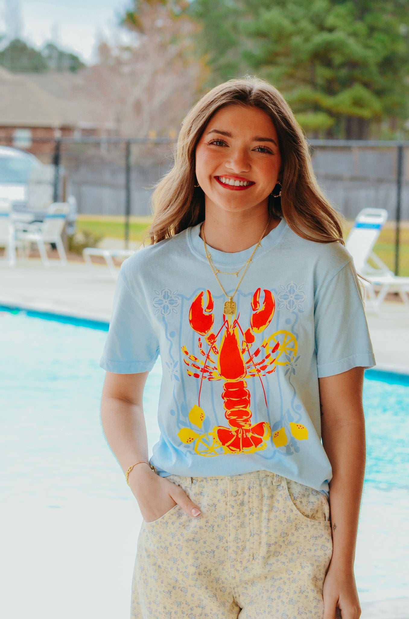 Lobster Life Light Blue Tee by Southern Bliss Company, Southern lifestyle apparel detail photo 3